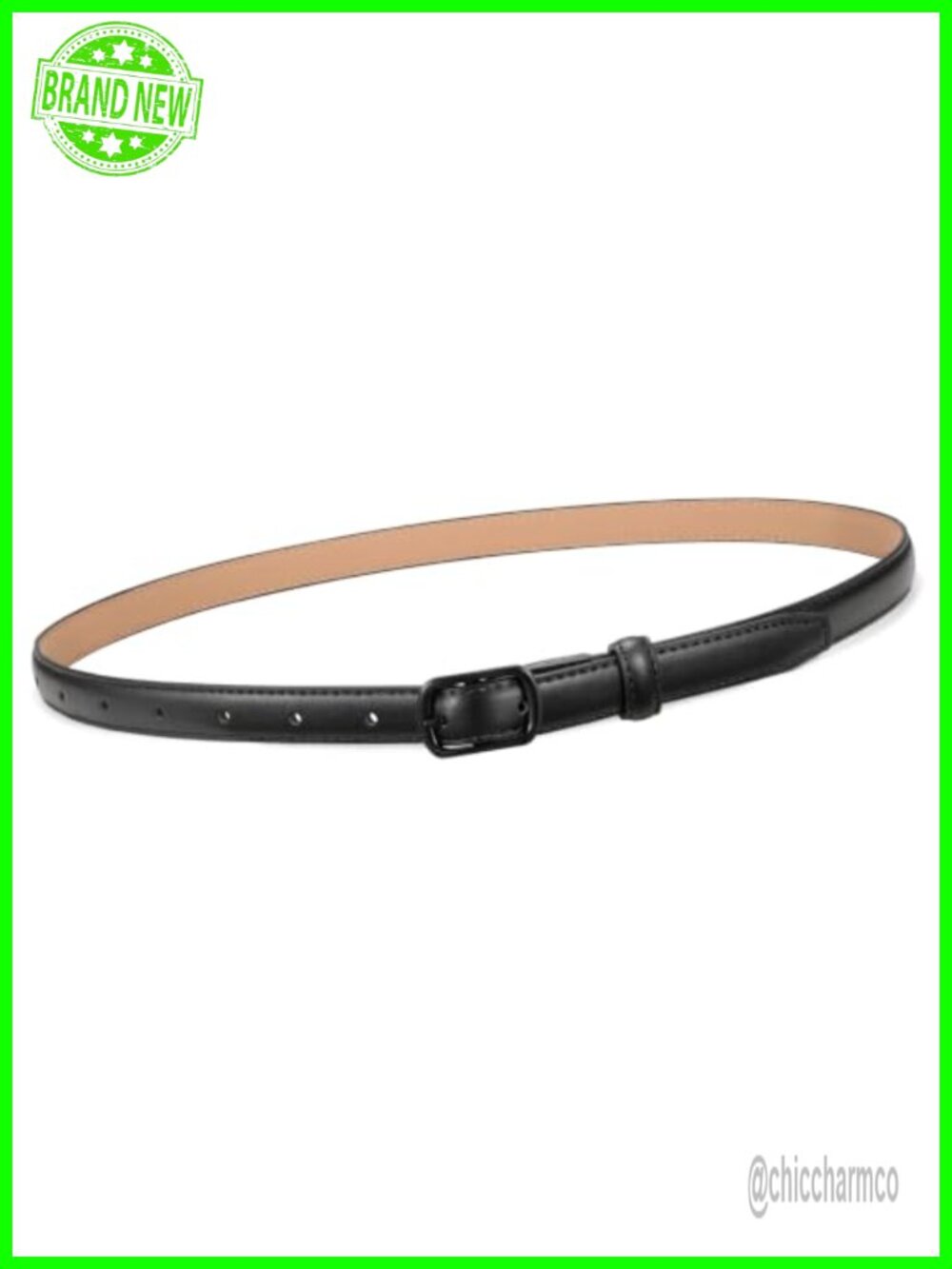 Women's Skinny Belt with Same Color Buckle Thin Waist Belt for Jeans